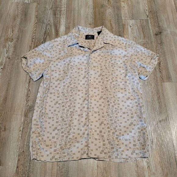 First Wave Geometric Patterned Short Sleeved Button Up Shirt Womens Size 10 - Picture 1 of 5